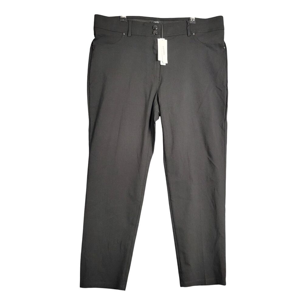 NWT JOAN VASS Black Comfort Waist Ankle Stretch Pants SIZE 16P 16 PETITE - Picture 1 of 11